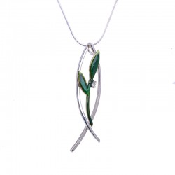 Olive Branch with Diamond Fish Pendant 